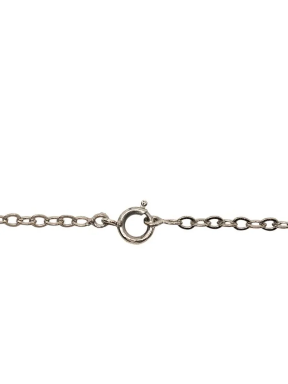 Chanel CC Logo Necklace Silver Metal